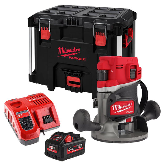 Milwaukee M18FR12KIT 18V FUEL Brushless 1/2" Router Cutter with 1 x 5.5Ah Battery, Charger & Case