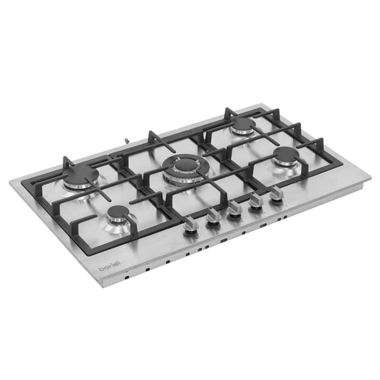 Sealey DH382 Baridi 90cm Gas Hob Stainless Steel with 5 Burners, Cast Iron Supports & Auto Ignition 11kW/230V