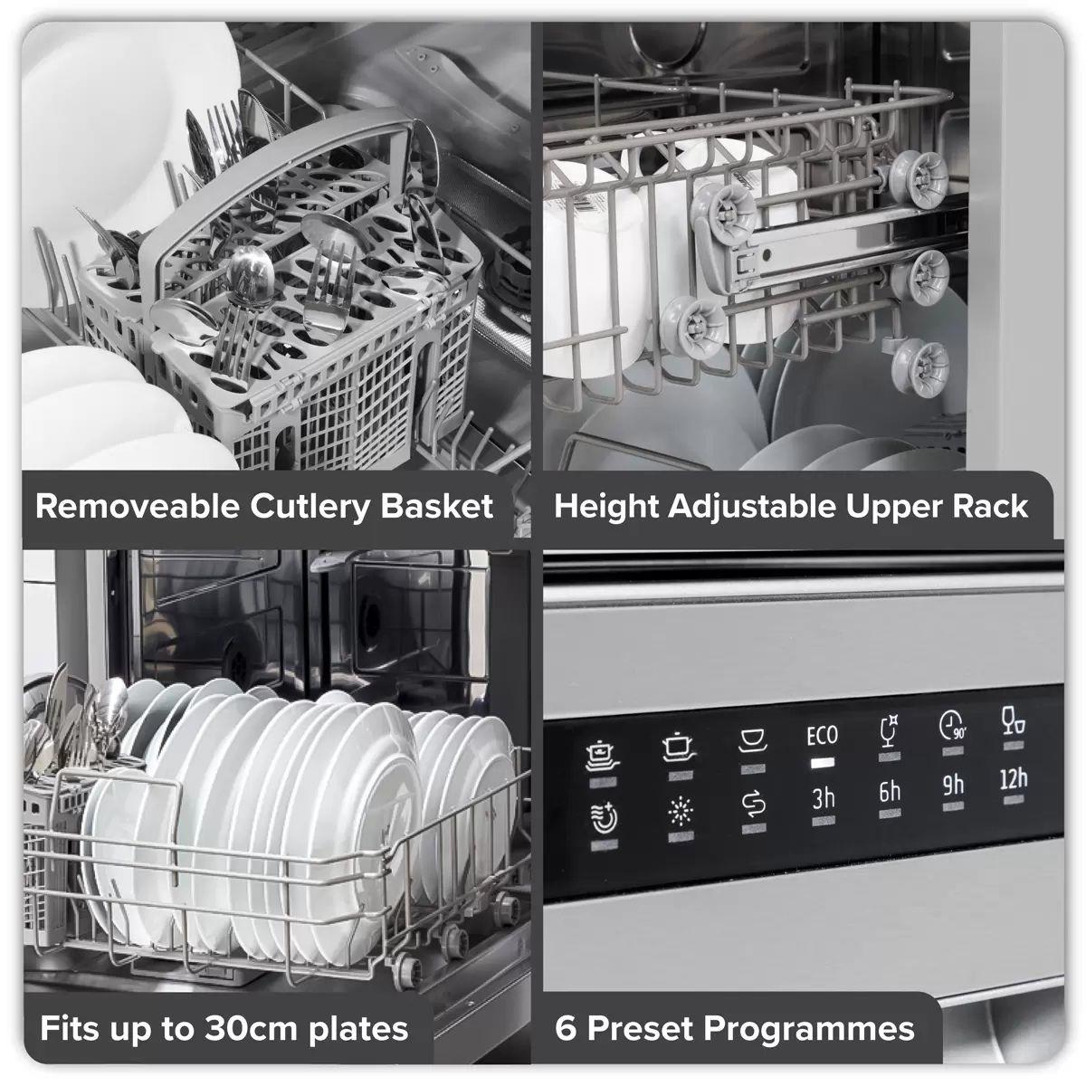 Sealey DH280 Baridi Regular Sized Freestanding Dishwasher 60cm Wide 13 Place Settings Silver 230V
