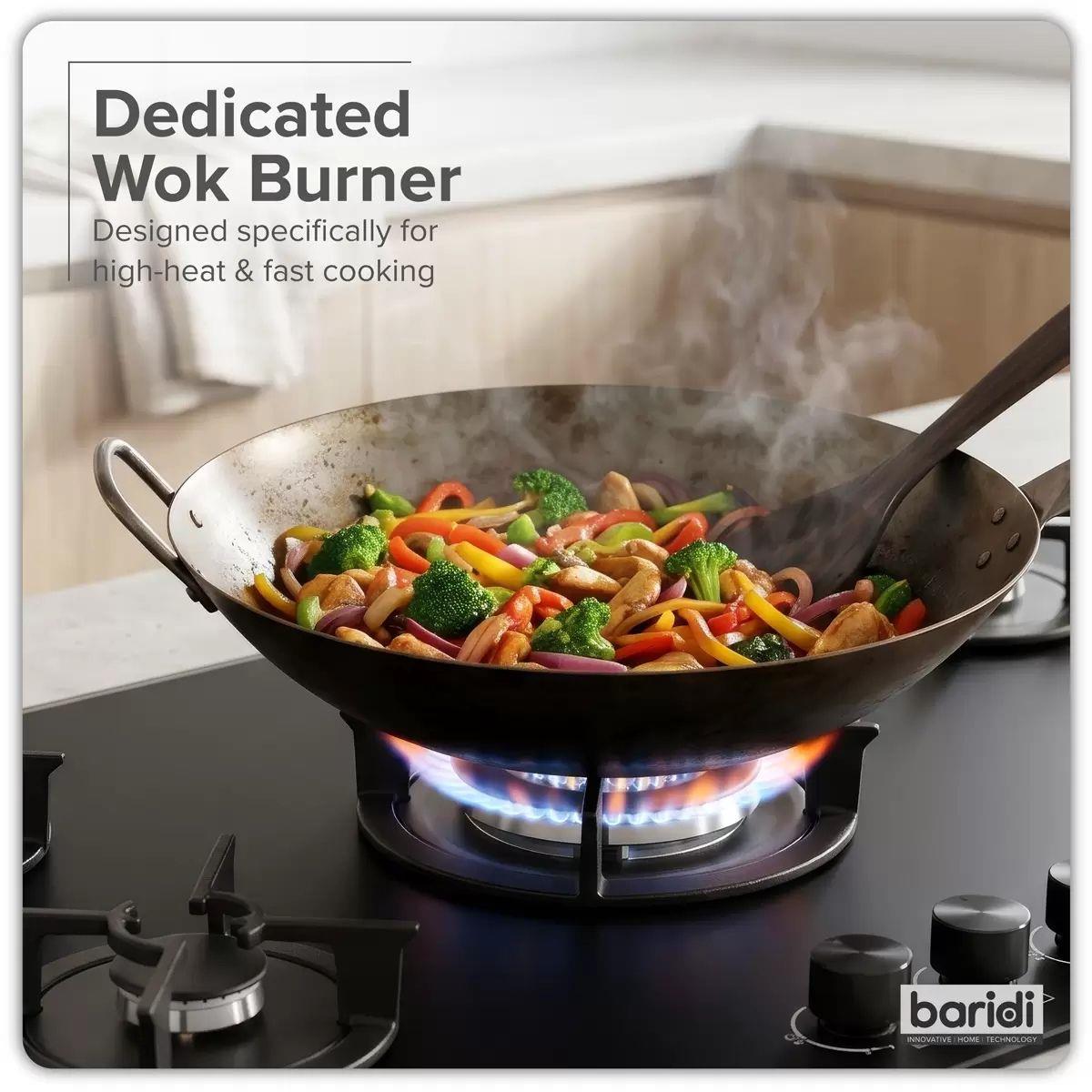 Sealey DH385 Baridi 90cm Gas Hob Matt Black 5 Burners Cast Iron Supports & Auto Ignition 10.4kW/230V