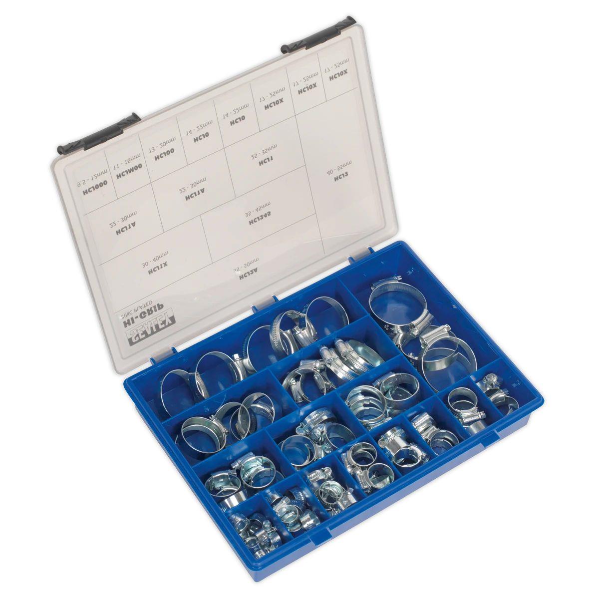 Sealey HCJ85AC HI-GRIP Zinc Plated Hose Clip Assortment 9.5-55mm 81pc