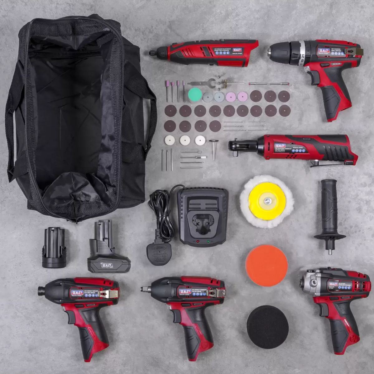 Sealey CP1200COMBO2 12V 6 Piece Combo Power Tool with 2 x 1.5Ah Battery & Charger