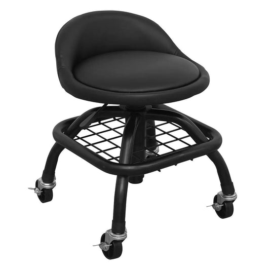 Sealey SCR02B Creeper Stool Pneumatic with Adjustable Height Swivel Seat & Back Rest