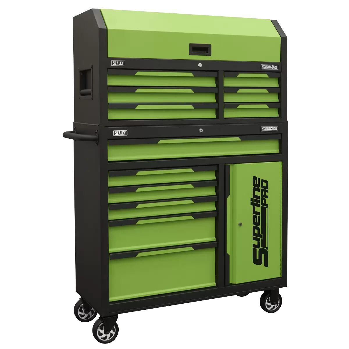 Sealey AP1080HVG Superline Pro Topchest & Rollcab Combination 12 Drawer & 1 Door Cupboard Green