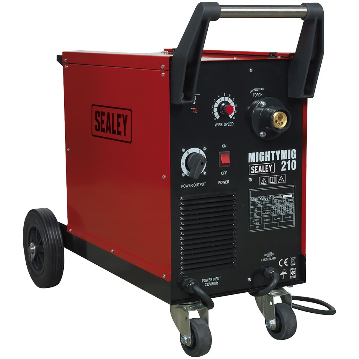 Sealey MIGHTYMIG210 210A Professional Gas/No-Gas MIG Welder with Euro Torch 230V
