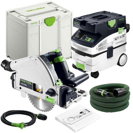 Festool TS 55 FEBQ-Plus 230V GB 160mm Circular Plunge-Cut Saw - 576706 With Mobile Dust Extractor 578321