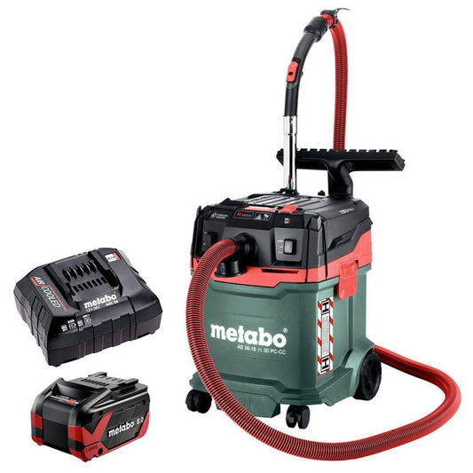 Metabo AS 36-18 H 30 PC-CC 18V H-Class Vacuum Cleaner with 1 x 8.0Ah Battery & Charger