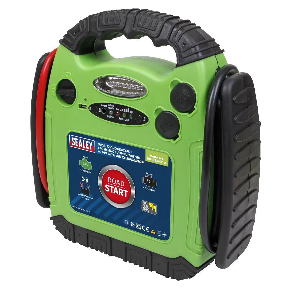 Sealey RS1322HV 12V Emergency Jump Starter with Air Compressor