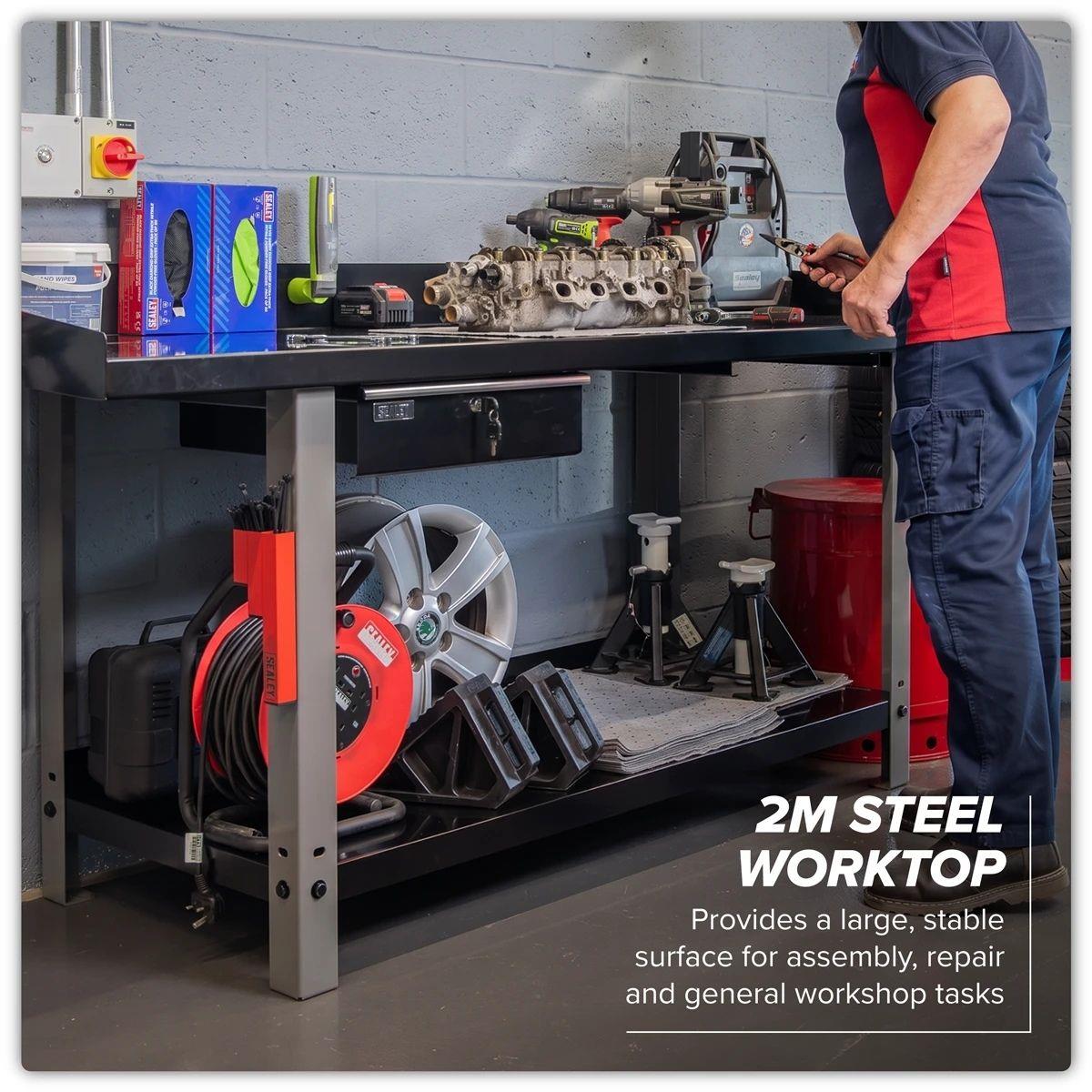 Sealey AP1020 Workbench Steel 2m with 1 Drawer