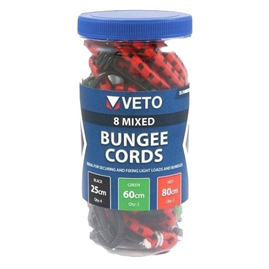 Timco Veto Standard Mixed Set of Bungee Cords 8 Piece (8/Tube) BUNMIX8