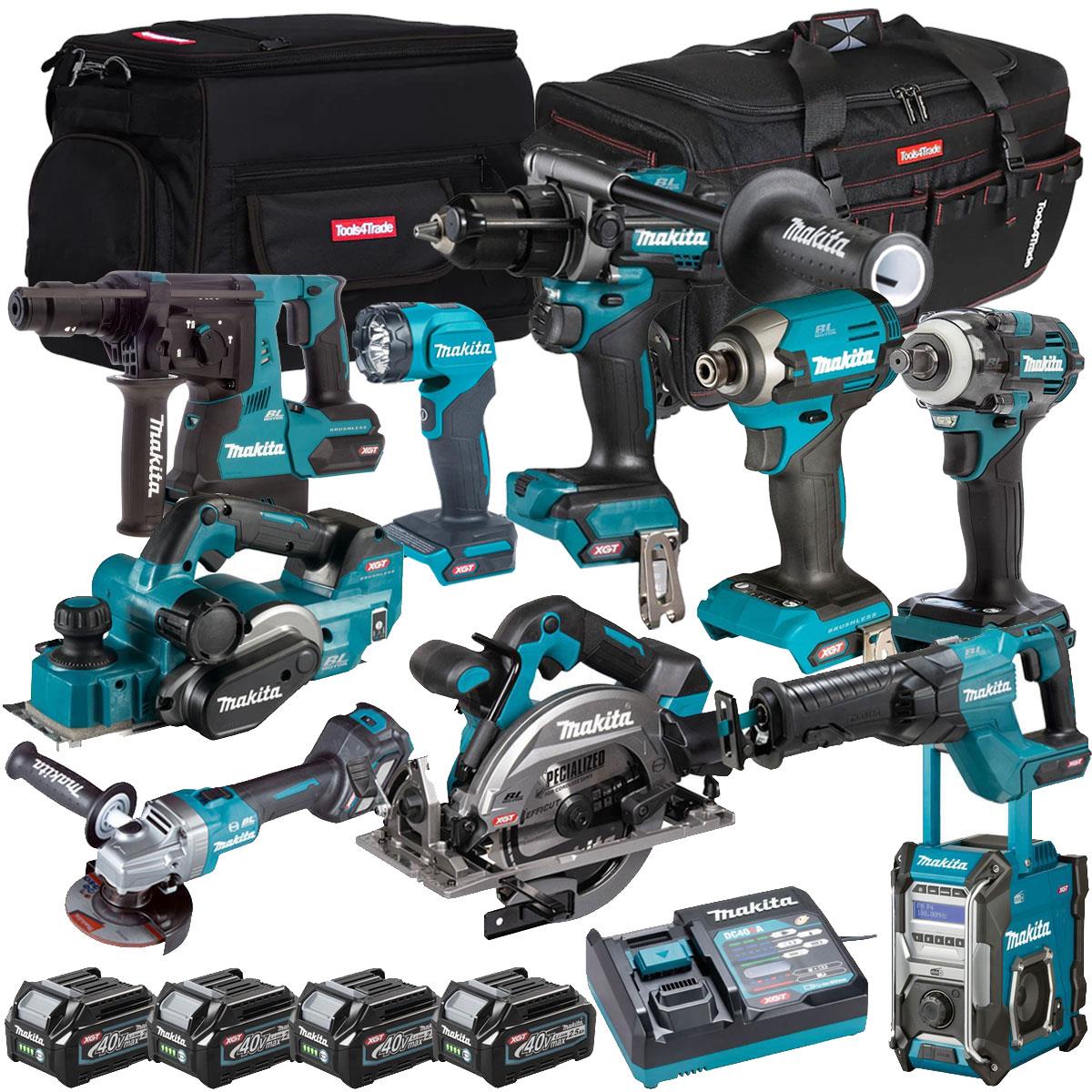 Makita 40V XGT 10 Piece Brushless Power Tool Kit with 4 x 2.5Ah Battery T4TKIT-16040