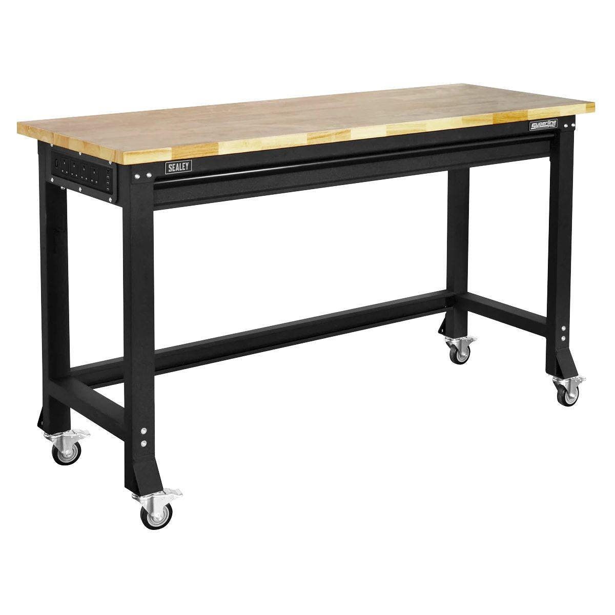 Sealey AP0620M Superline PRO Black Edition Heavy-Duty Steel Mobile Workbench with Wooden Worktop 1524mm