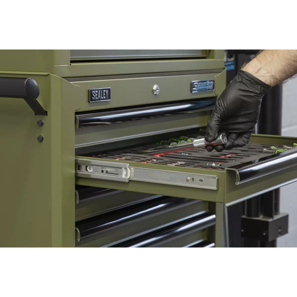 Sealey APSTACKTK Superline PRO Topchest, Mid-Box Tool Chest & Rollcab Combination 14 Drawer Khaki