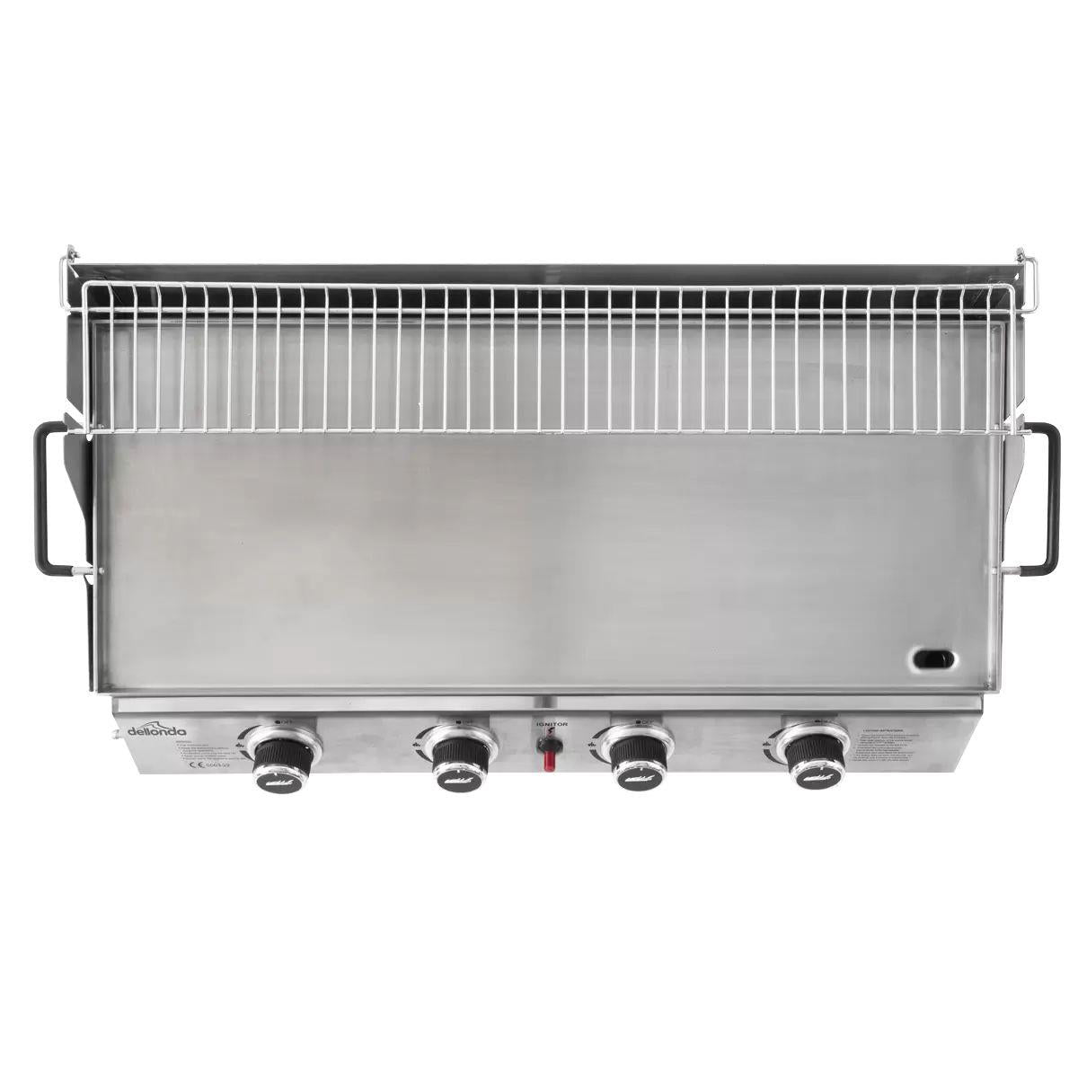 Sealey DG277 Dellonda 4 Burner Stainless Steel Portable Gas Plancha with Warming Rack 10kW