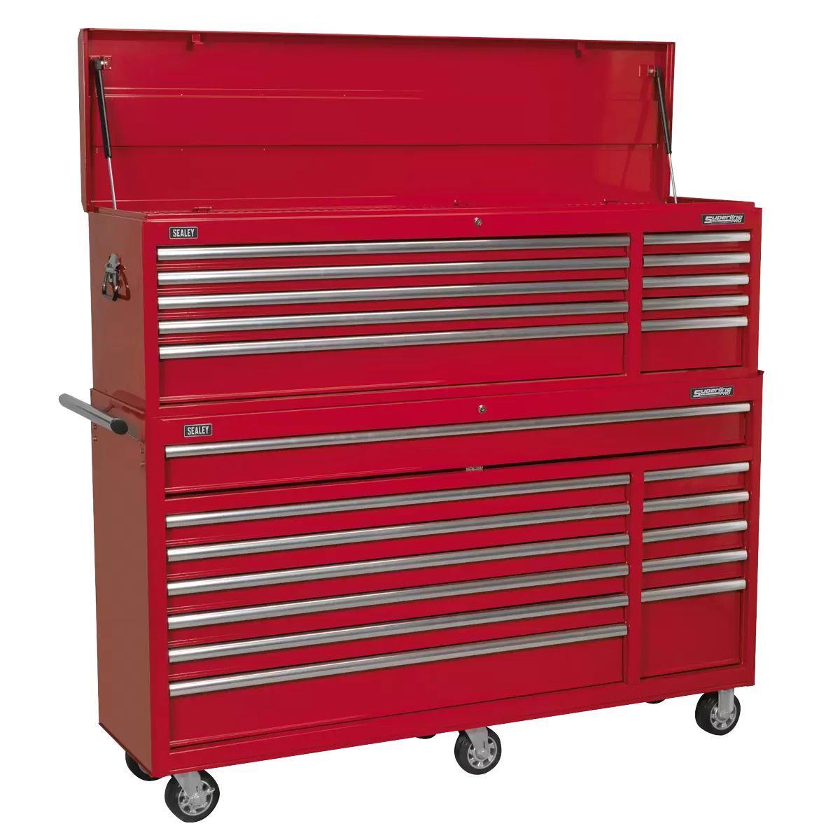 Sealey AP66COMBO2 Topchest & Rollcab Combination 23 Drawer with Ball-Bearing Slides Red