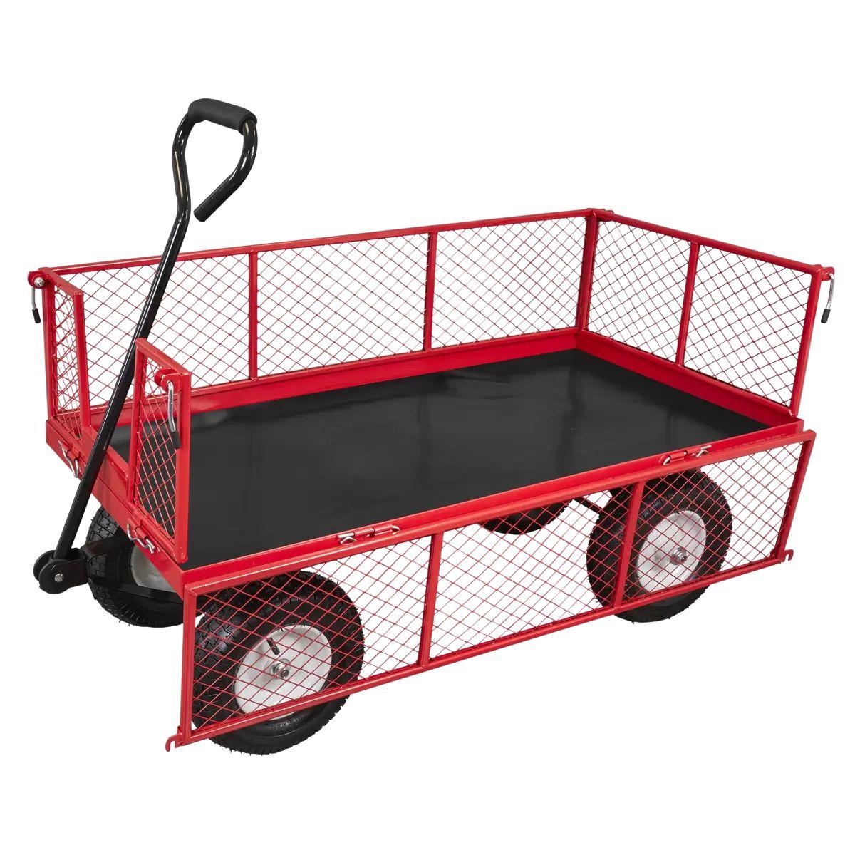 Sealey CST806 Platform Truck with Sides Pneumatic Tyres 450kg Capacity