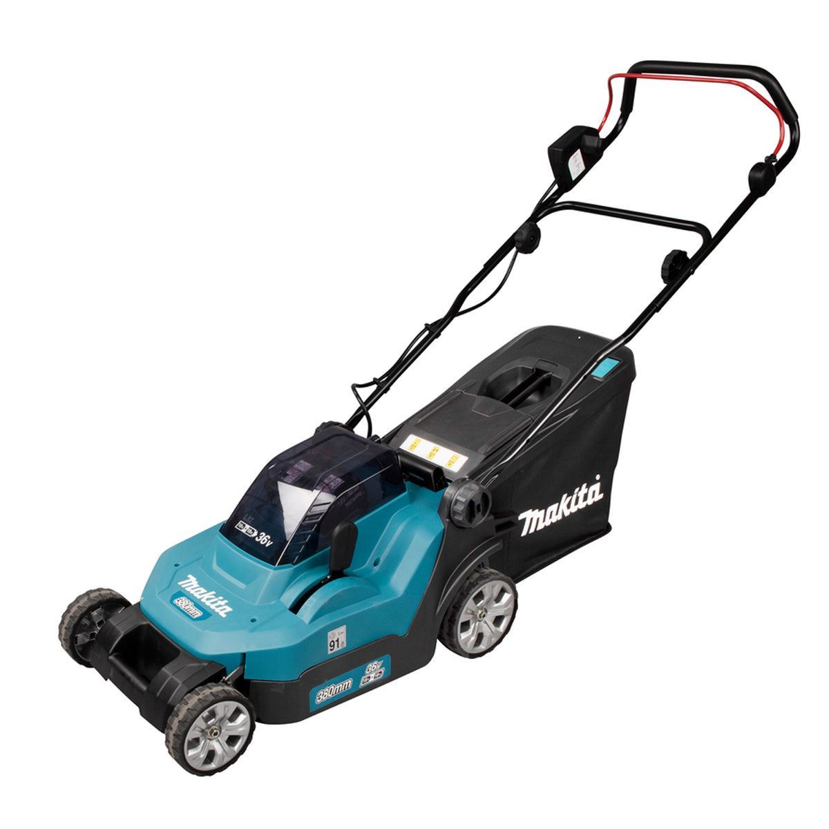 Makita DLM382PT2 36V LXT Cordless 38cm Lawn Mower With 2 x 5.0Ah Batteries & Charger