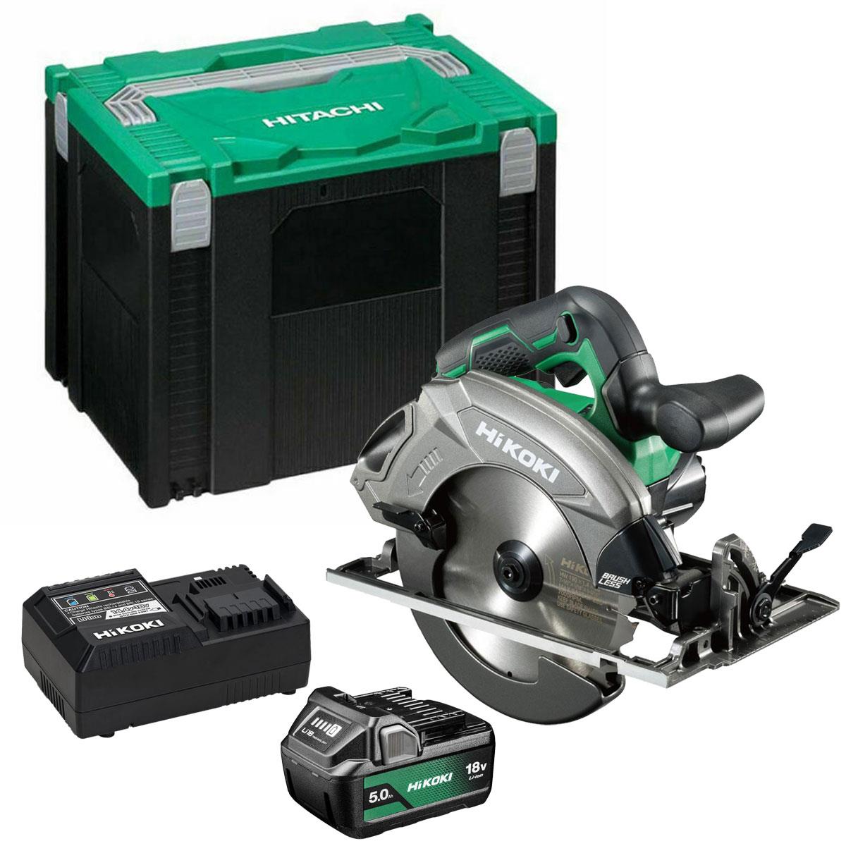 HiKOKI C1807DAW2Z 18V Brushless 190mm Circular Saw with 1 x 5.0Ah Battery, Charger & Case