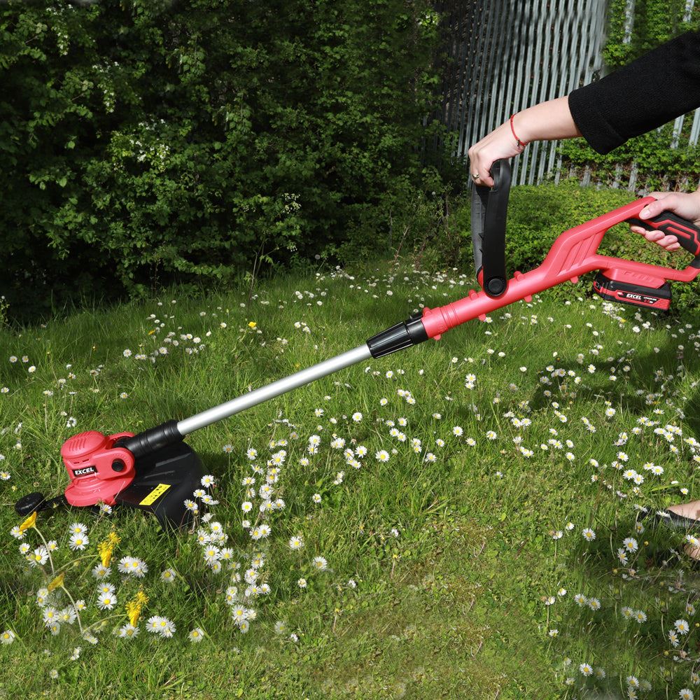 Excel 18V 300mm Grass Trimmer Cutter with 2 x 4.0Ah Battery & Dual Port Fast Charger