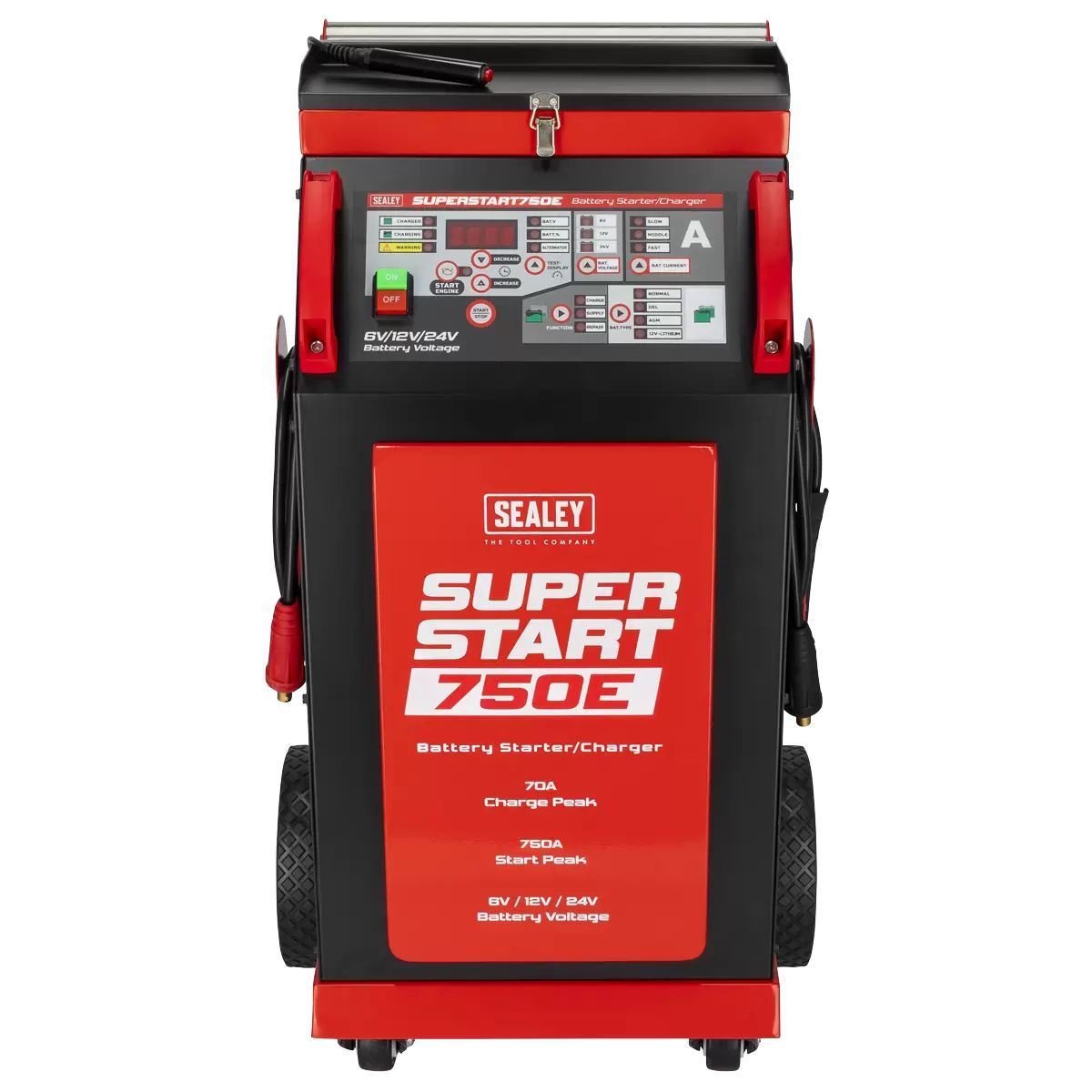 Sealey SUPERSTART750E 6/12/24V Battery Starter Charger 750A/230V