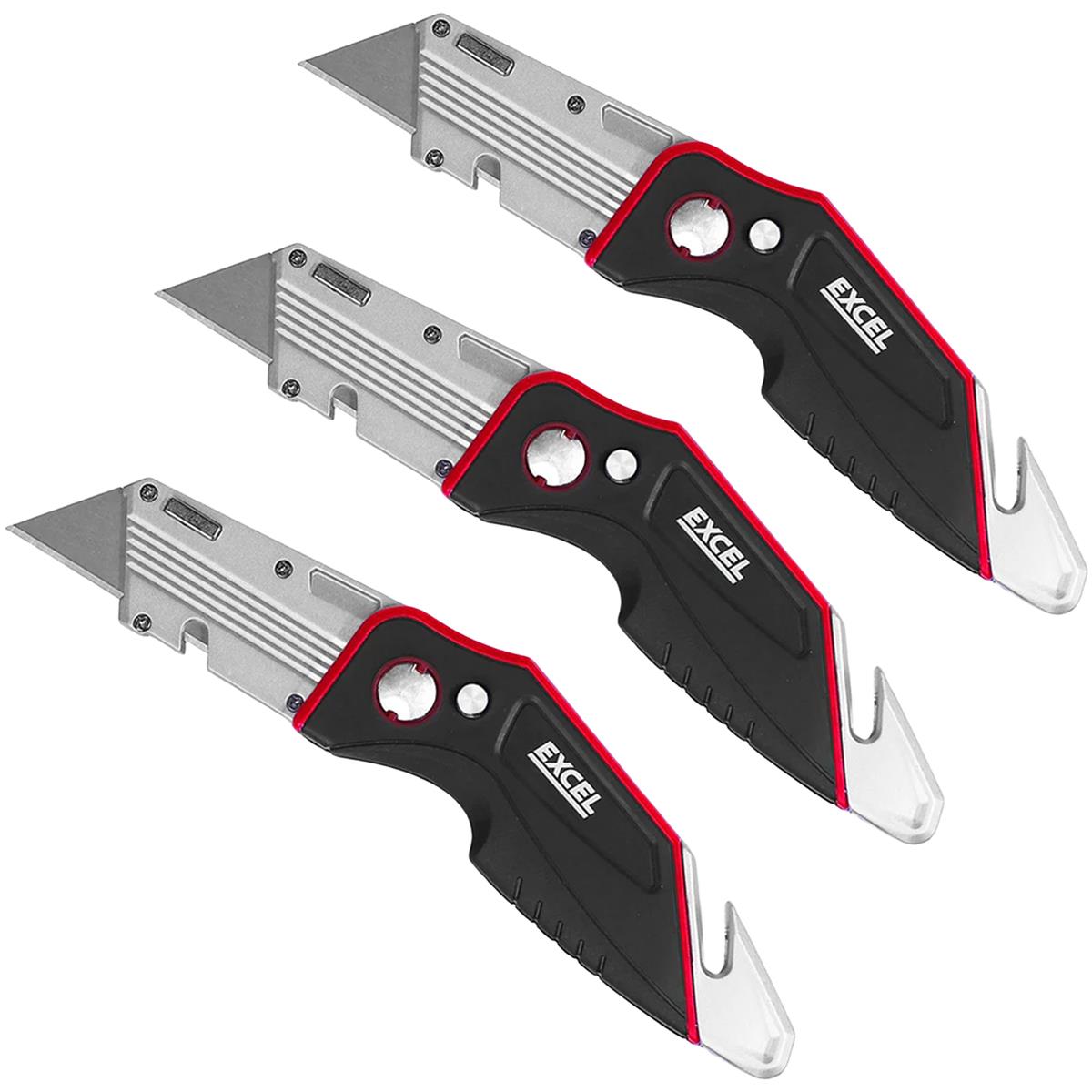 Excel Folding Utility Knife with 5 Blades Pack of 3
