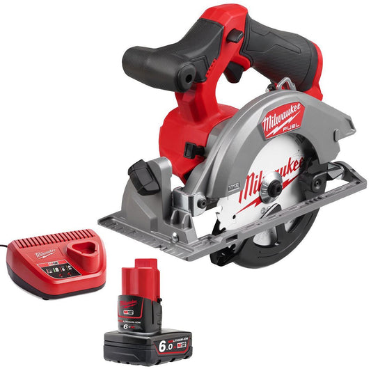 Milwaukee M12FCS442-0 12V Fuel Brushless 140mm Circular Saw with 1 x 6.0Ah Battery & Charger