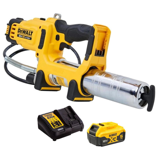 Dewalt DCGG581N-XJ 18V XR Grease Gun With 1 x 5.0Ah Battery & Charger