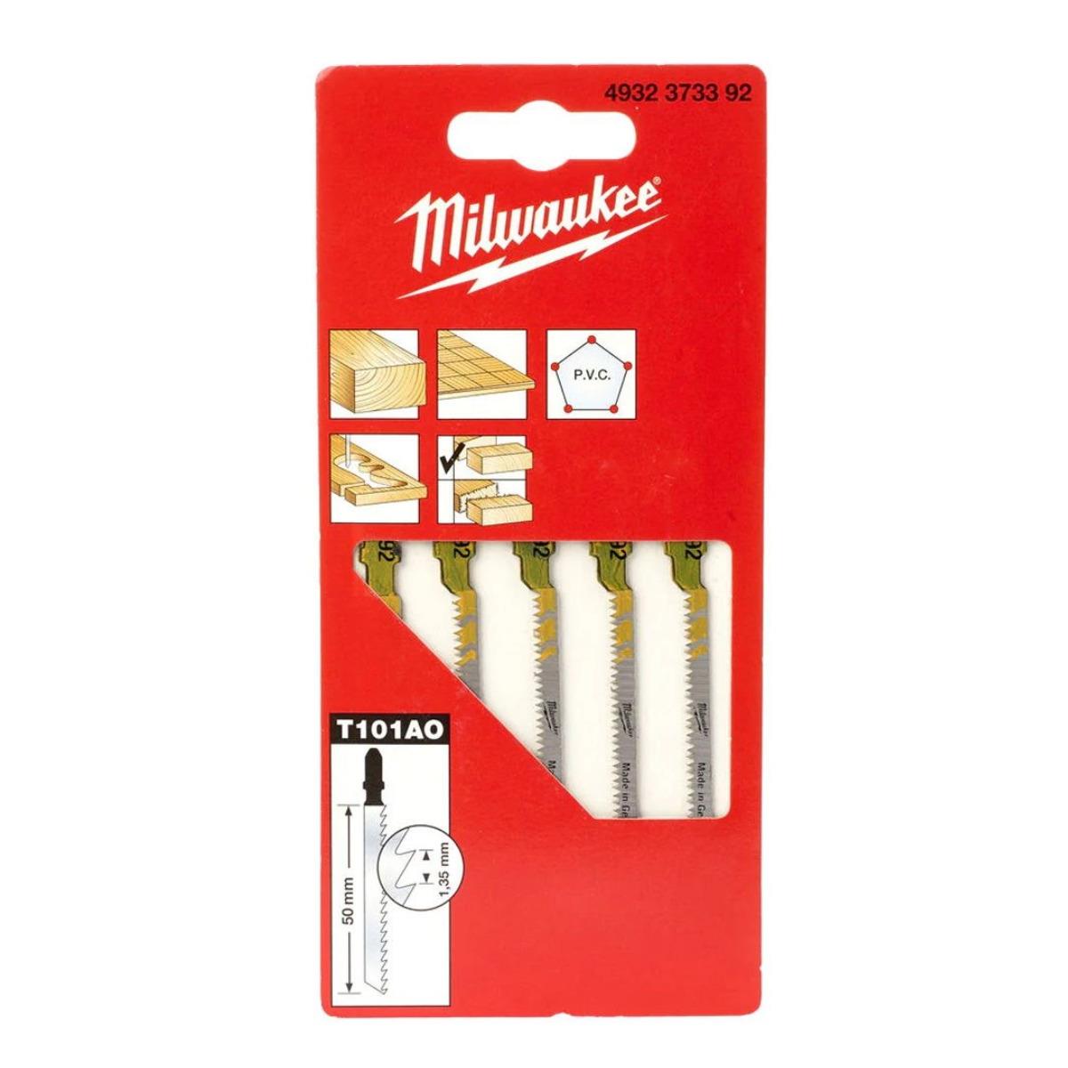 Milwaukee T144D 75mm x 4mm Fast Cut Jigsaw Blade for Wood Pack of 5 4932213116