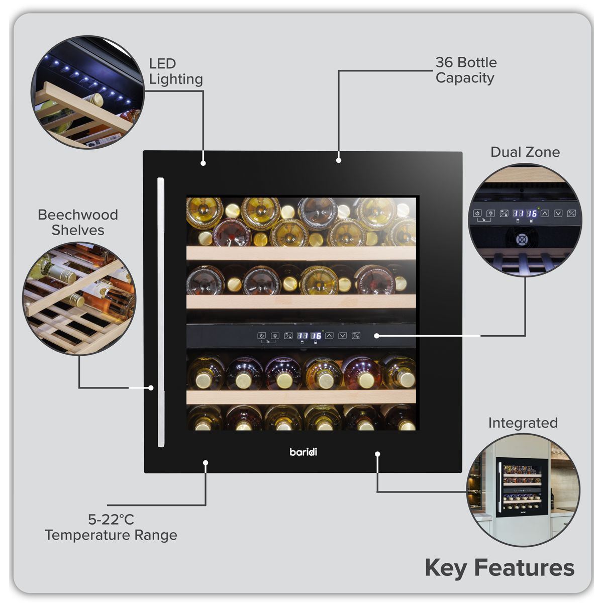 Sealey DH117 Baridi 36 Bottle Fridge & Cooler 60cm