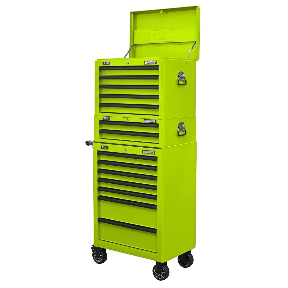 Sealey APSTACKTHV Top chest Roll cab Combination 14 Drawer with Ball-Bearing Slides Green