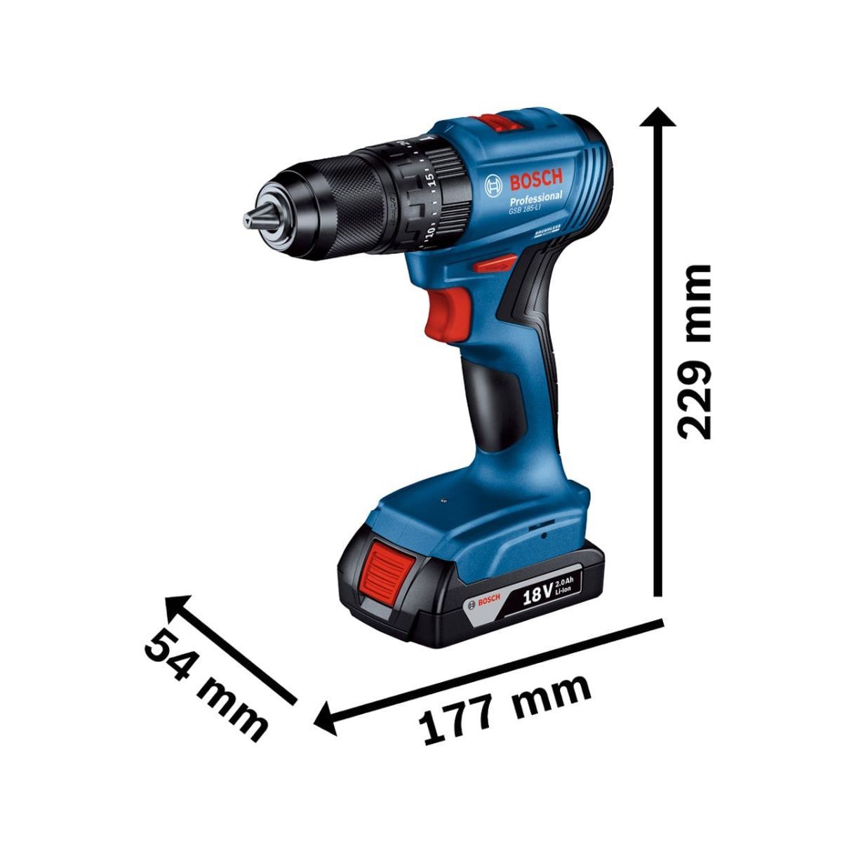 Bosch GSB 18V-45 Professional Combi Drill 18V 2 x 2.0Ah Li-ion & Charger with L-Box 06019K3371