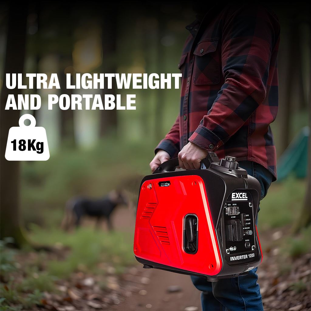 Excel Petrol Inverter Generator 4-Stroke Engine - 1200W Power Output, 60CC for Reliable Outdoor use