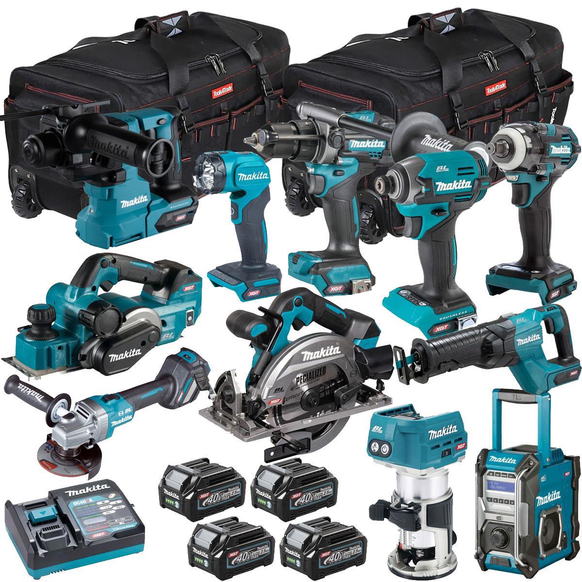 Makita 40V XGT 11 Piece Brushless Power Tool Kit with 4 x 2.5Ah Battery T4TKIT-16039