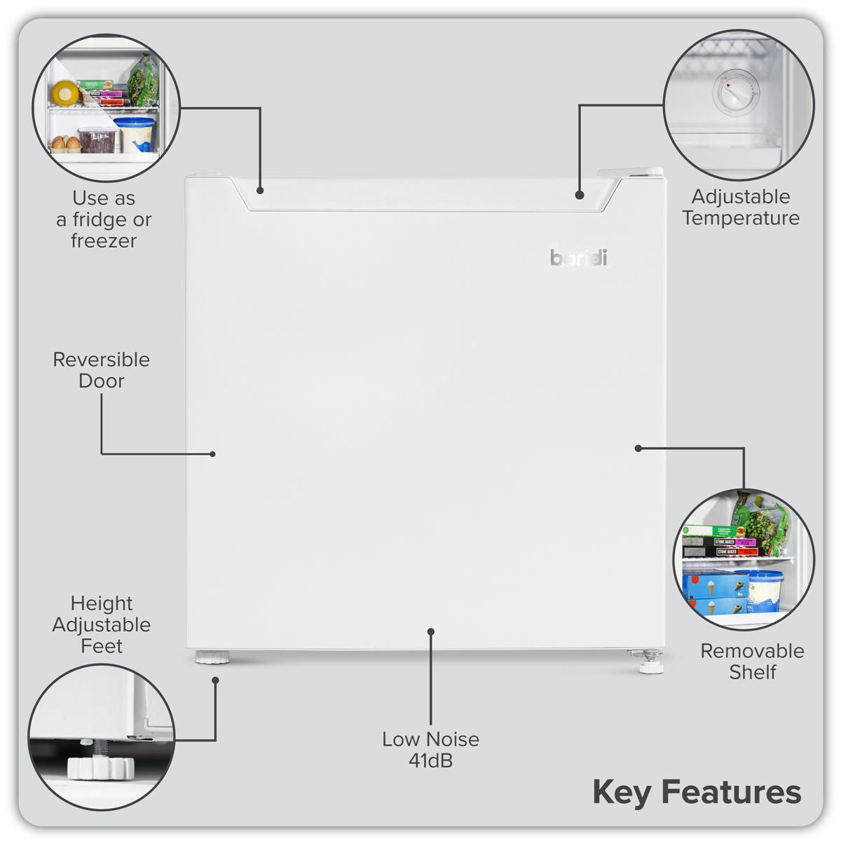 Sealey DH254 Baridi Mini Tabletop Fridge 31L Capacity White