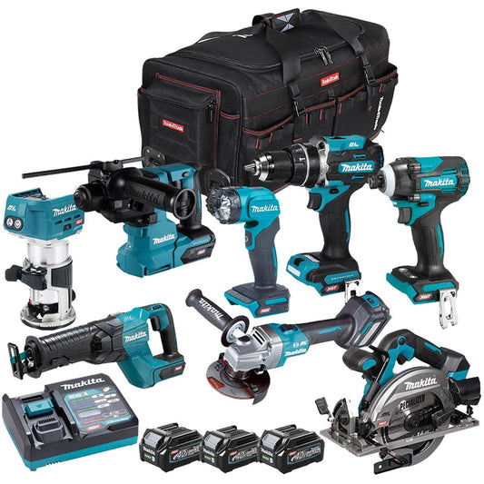 Makita 40V XGT 8 Piece Brushless Power Tool Kit with 3 x 2.5Ah Battery T4TKIT-16058