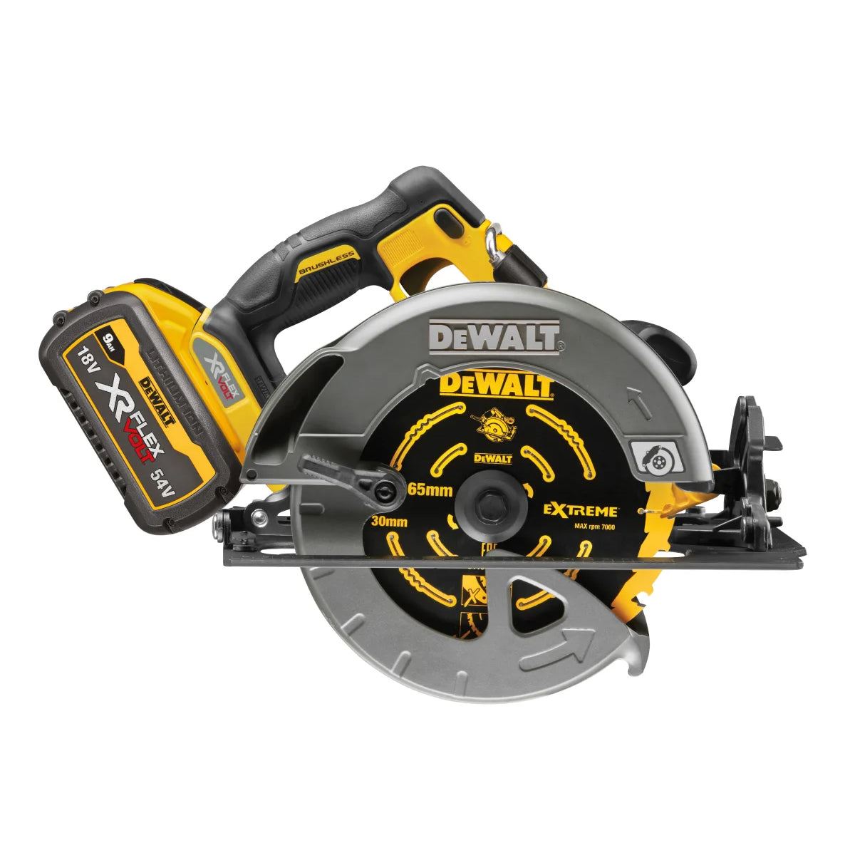 Dewalt DCS578X2 54V Flexvolt Brushless 190mm Circular Saw with 2 x 9.0/3.0Ah Batteries Charger & Case
