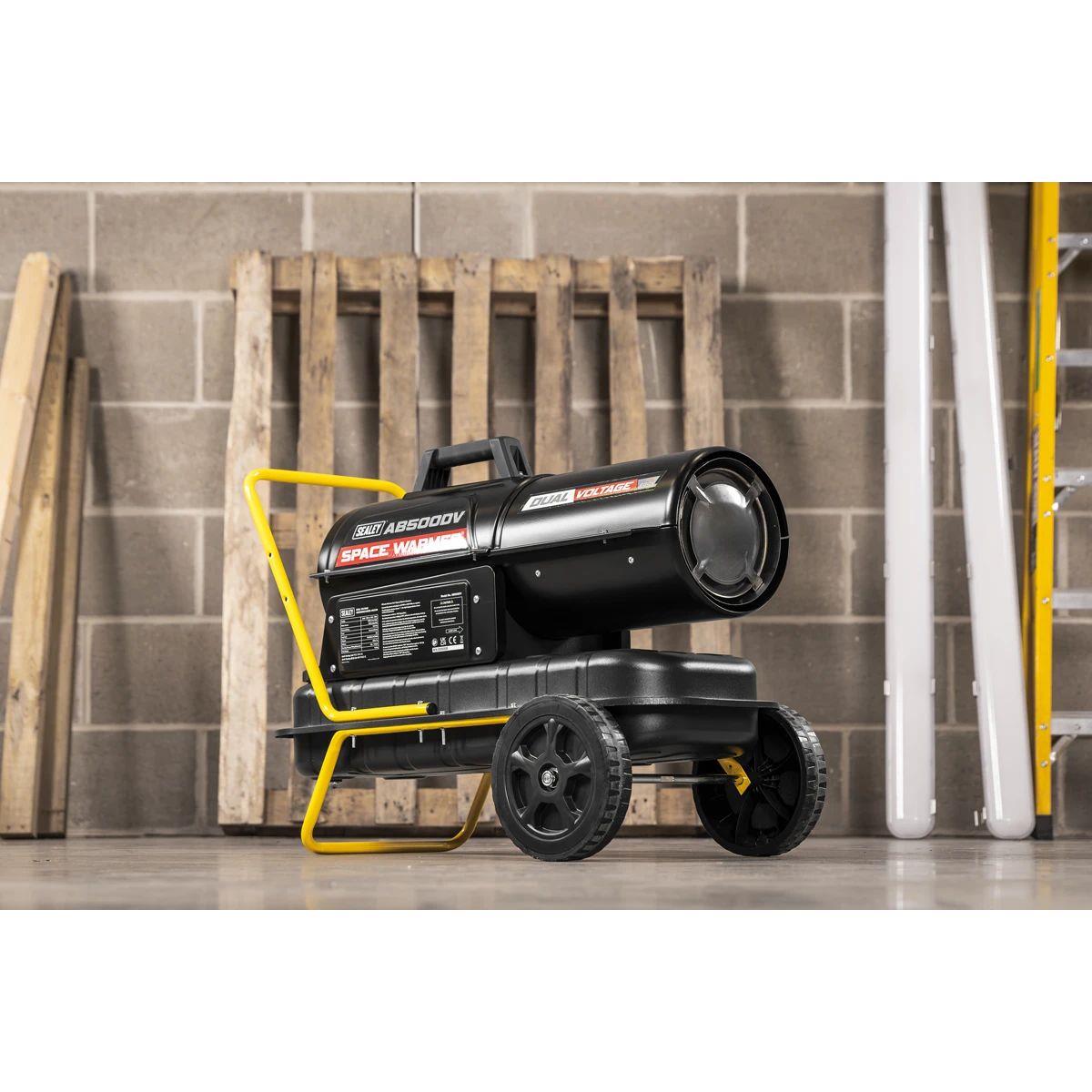Sealey AB500DV Dual Voltage Kerosene/Diesel Space Warmer Heater with Wheels 230V/15kW