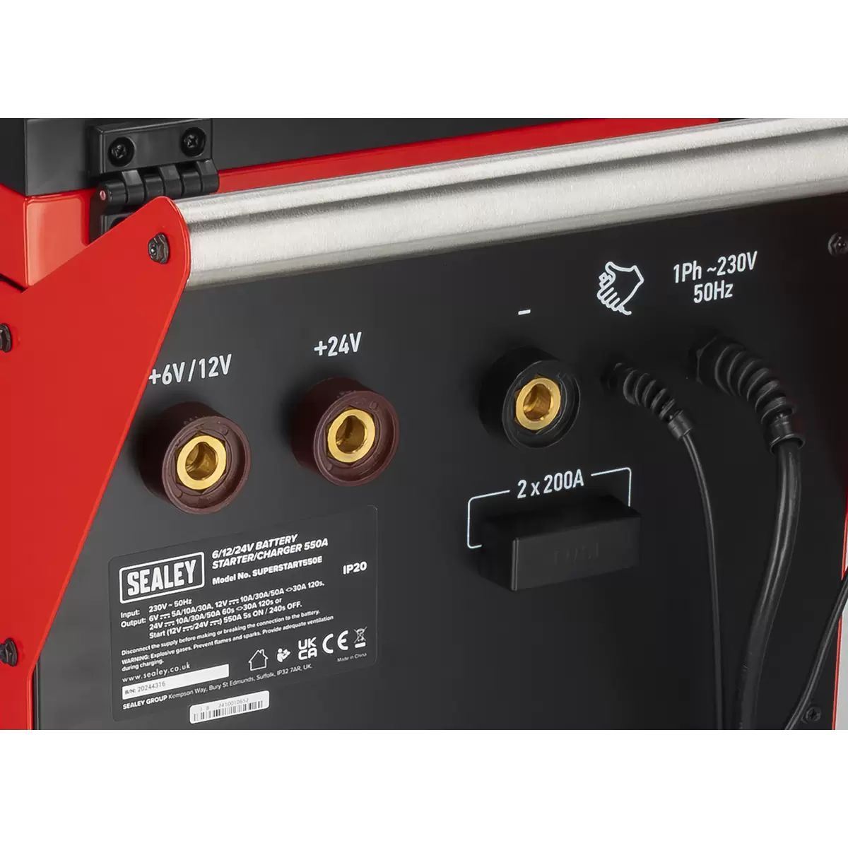 Sealey SUPERSTART550E 6/12/24V Battery Starter Charger 550A/230V