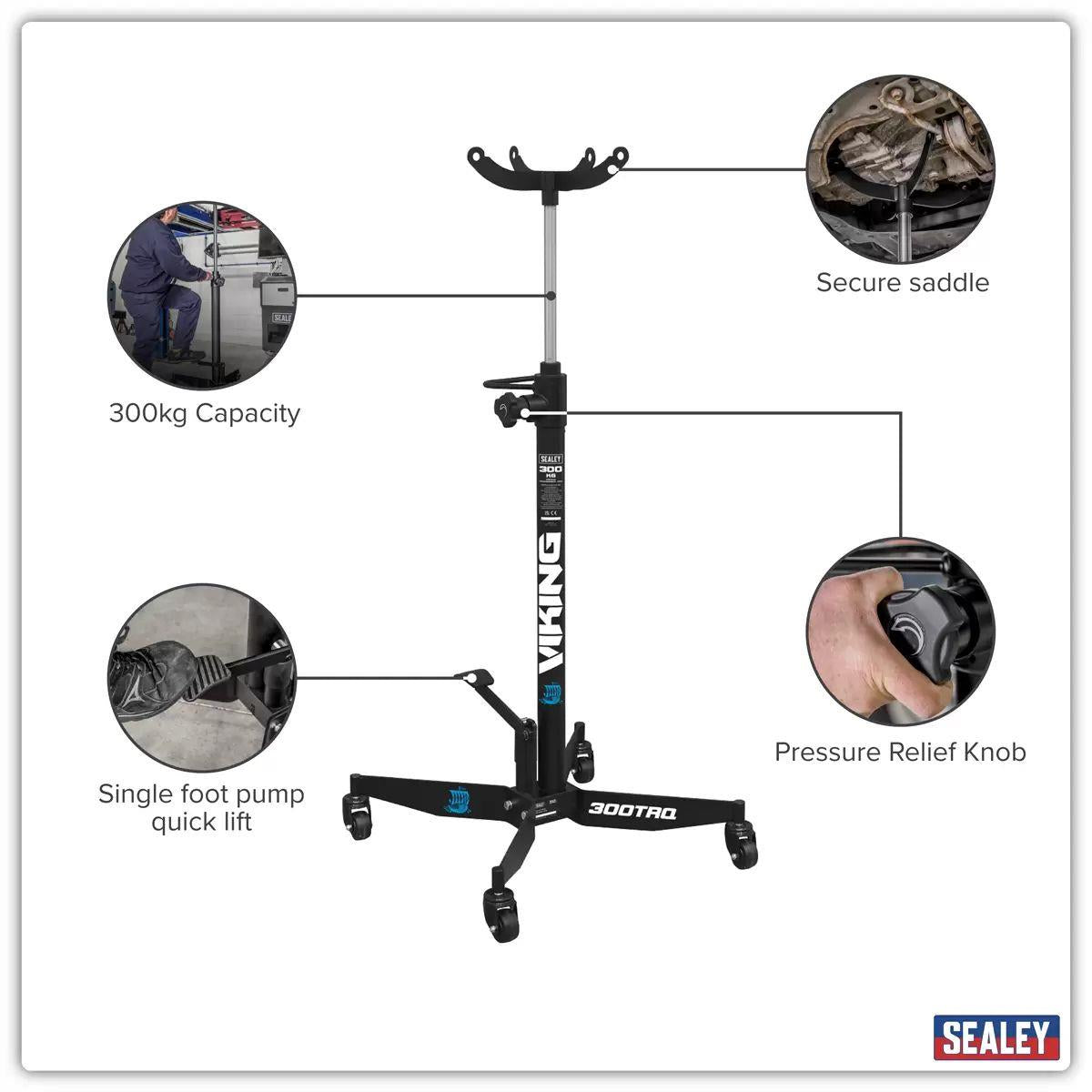 Sealey 300TRQ Vertical Quick Lift Transmission Jack 300kg