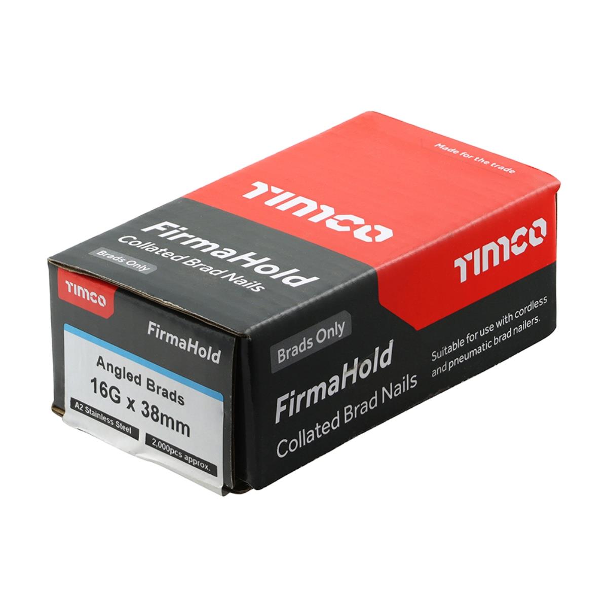 FirmaHold 38mm A2 Stainless Steel 16 Gauge 2000 Angled Collated Brad Nails ABSS1638