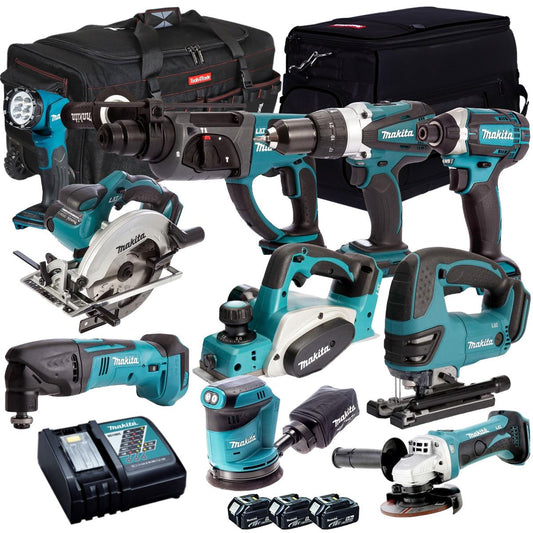 Makita 18V 10 Piece Power Tool Kit with 3 x 5.0Ah Battery & Charger MAKDEAL 54M