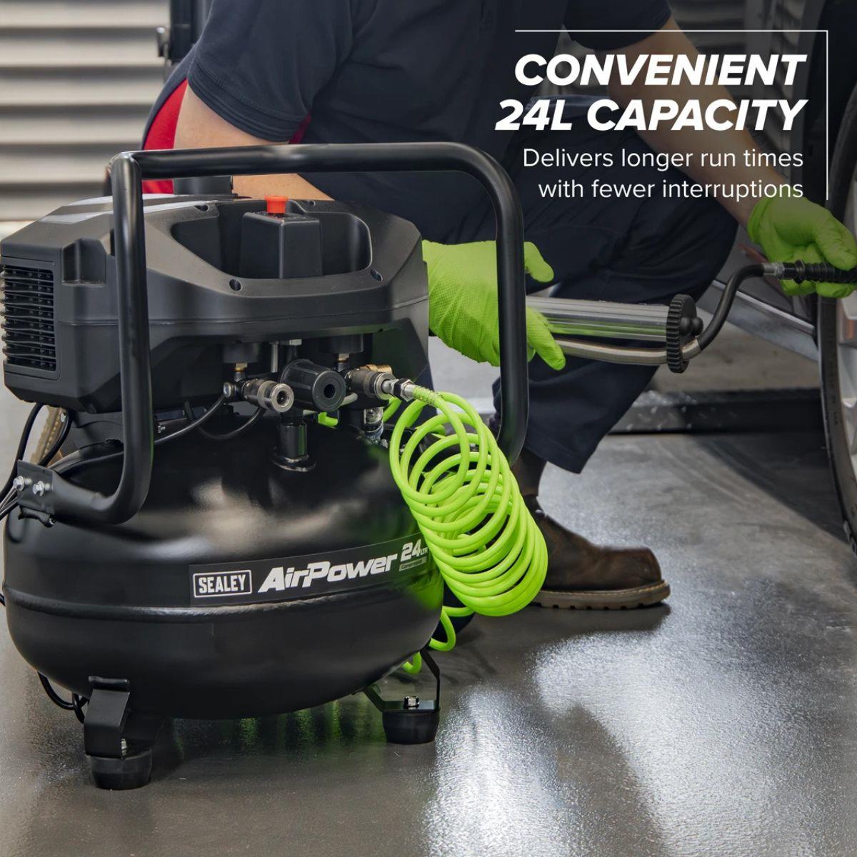 Sealey SAC24V 24L Oil Free Belt Drive Vertical Compressor 2hp & 230V/13A