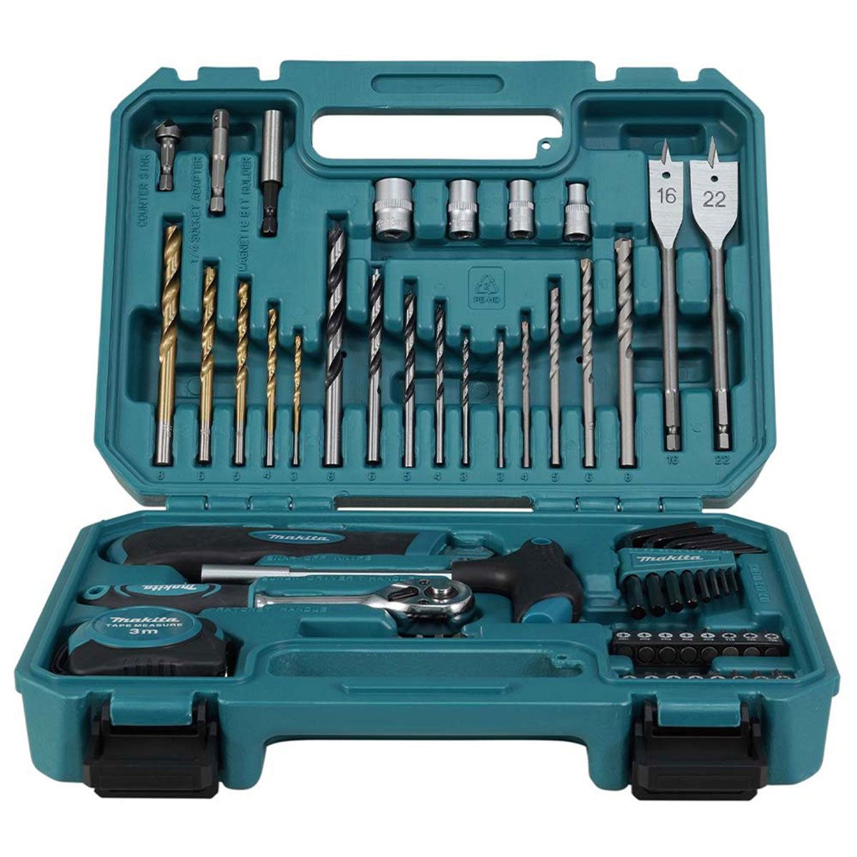 Makita E-15095 Drill Bit and Hand Tool Set Of 60 Pieces In Case