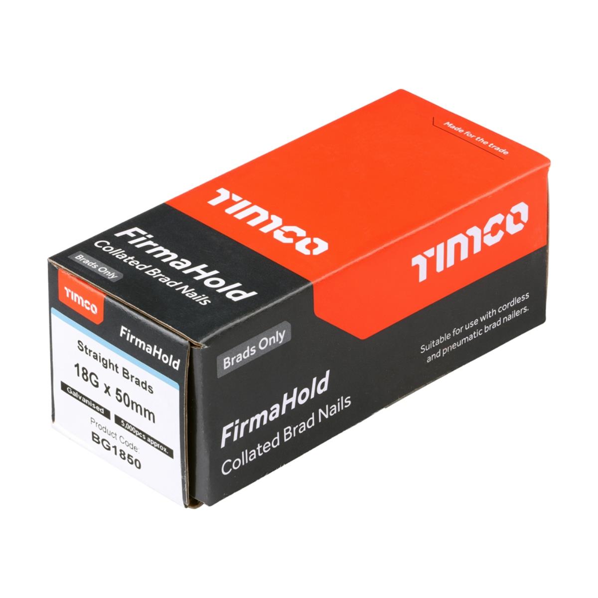 FirmaHold 50mm 18 Gauge 5000 Galvanised Straight Collated Brad Nails BG1850