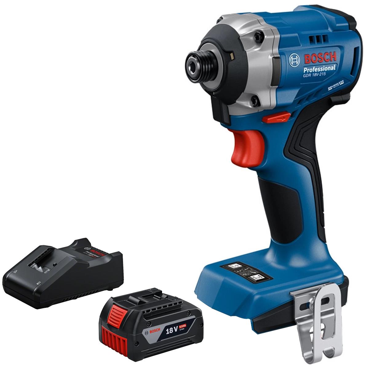 Bosch GDR 18V-215 18V Brushless Impact Driver with 1 x 5.0Ah Battery & Charger