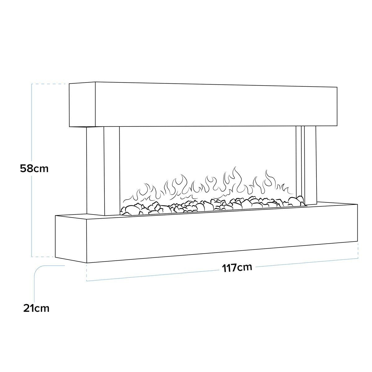 Sealey DH113 Baridi Wall Mounting Electric Fireplace with LED Flame Effect 46