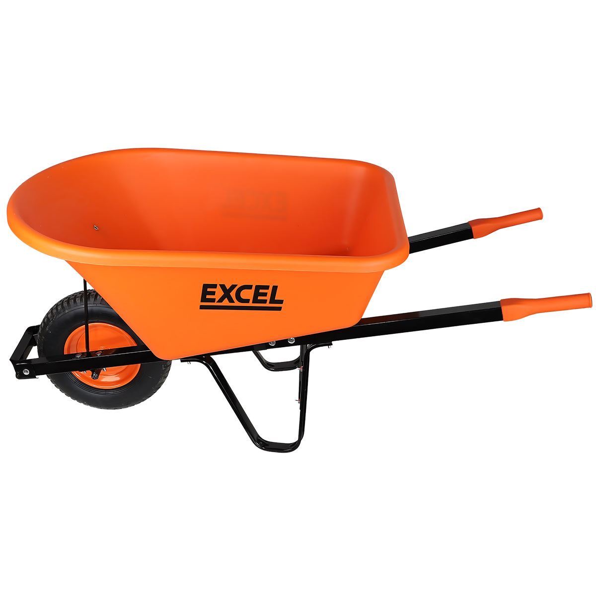 Excel Heavy Duty Orange Wheelbarrow with 120L HDPE Tray