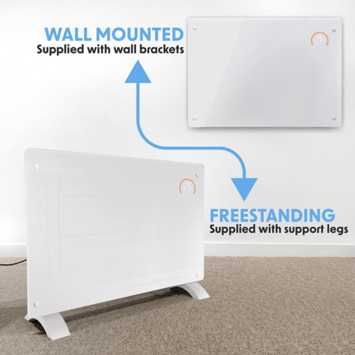 Sealey DH140 Baridi Electric Glass Panel Heater White 2000W