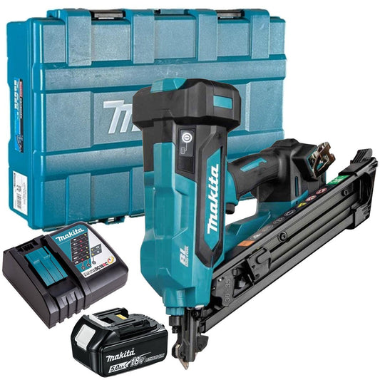 Makita DBN640ZK 18V LXT Brushless Metal Connector Nailer with 1 x 5.0Ah Battery Charger & Case