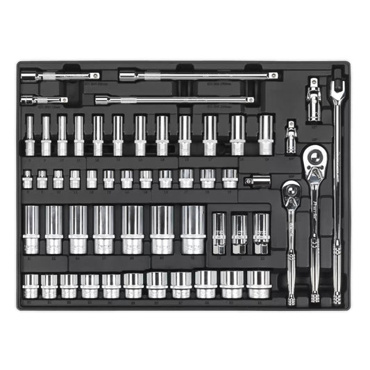 Sealey TBT31 Tool Tray with Socket Set 55pc 3/8in and 1/2inSq Drive